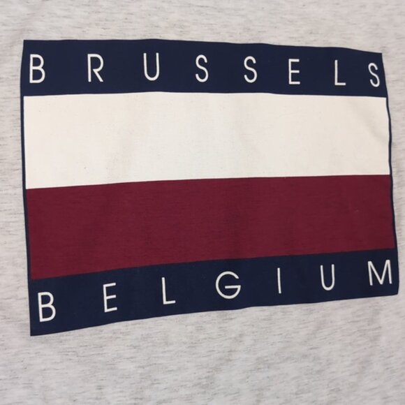 3/$20 B&C Collection Brussels Belgium Top Short Sleeve Flag Graphic Tshirt - Picture 3 of 7